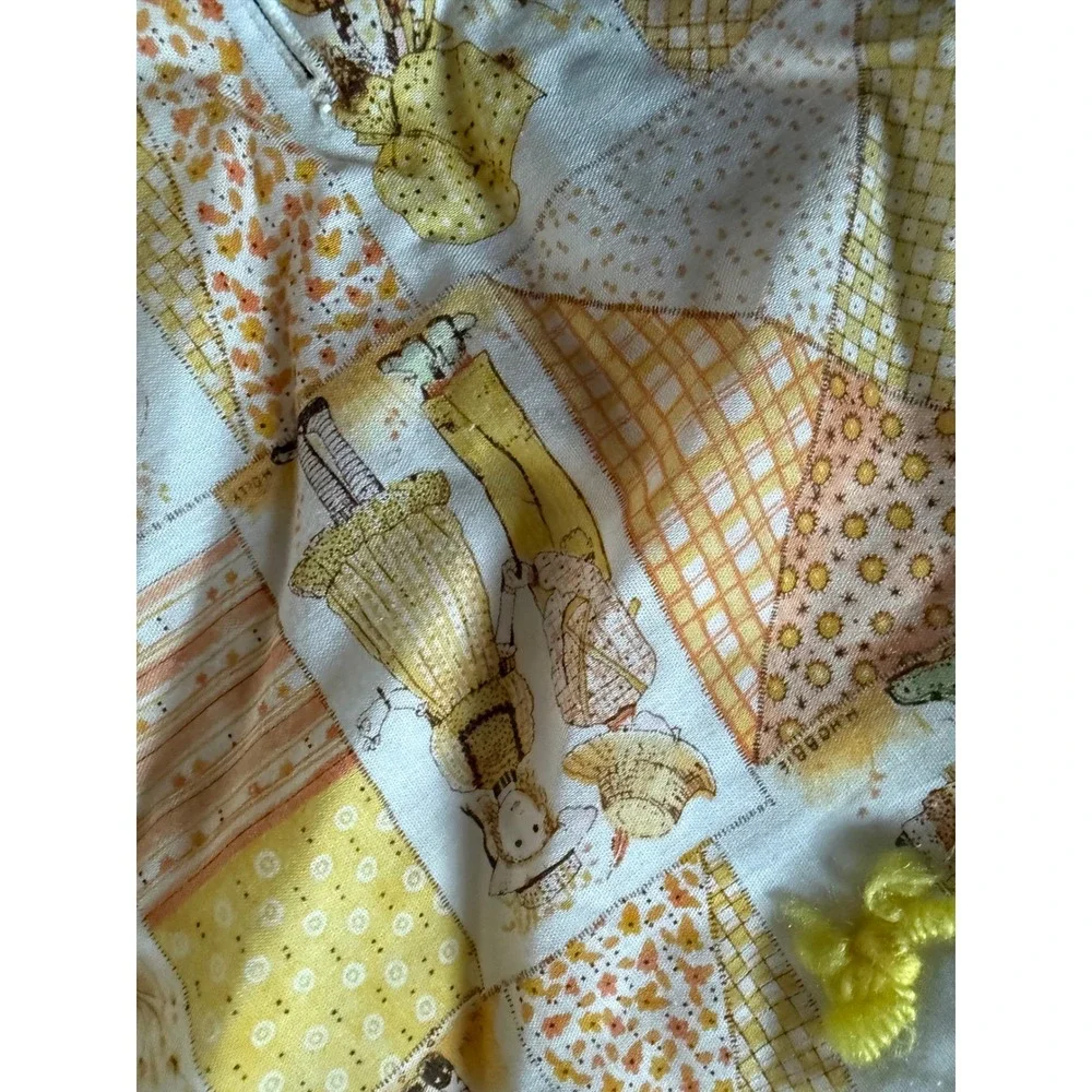 Holly Hobbie vintage handmade yellow and orange patterned changing‎ pad cover